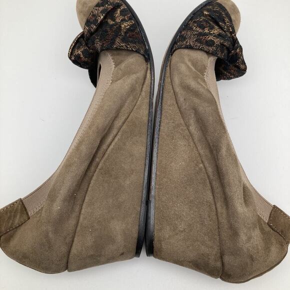 Anyi Lu Womens Wedges Beige Leather Leopard Scrunch Slip On Italy EUR 37 US 6.5M - Picture 9 of 10